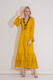 Collar Embroidered Saffron Color Ruffle Long Dress