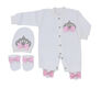 3 PIECE PINK SILVER QUEEN CROWN ROMPER SET