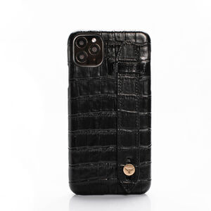 iPhone 11 Pro Crocodile Leather Case Noir