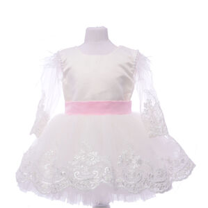LACY LACY LUXURY BABY KIDS DRESS IN PINK AND WHITE