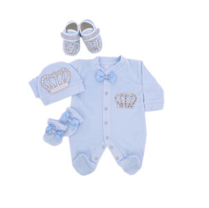 BLUE VELVET ROMPER SET